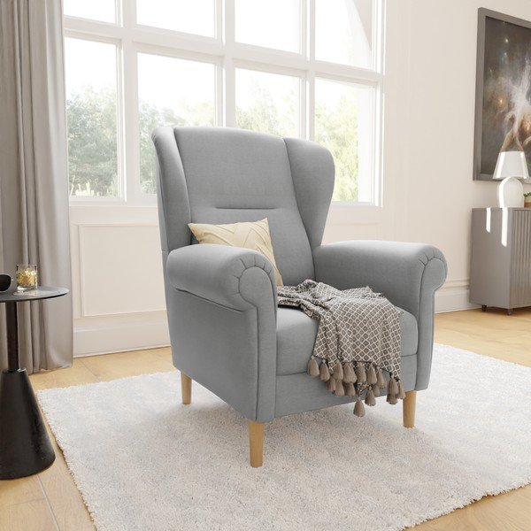 Gaiši pelēks atpūtas krēsls ar atzveltni Swan – Ropez-image-3