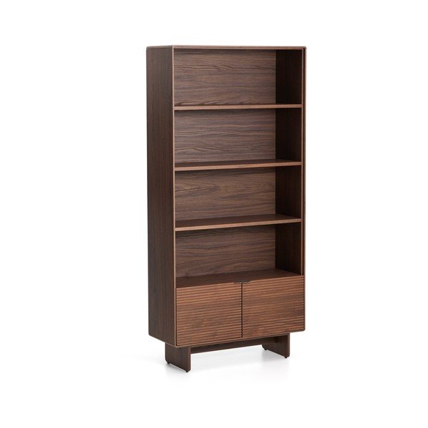 Tumša dabīga toņa plaukts ar riekstkoka imitāciju 90x190x35 cm Norlen – Kave Home