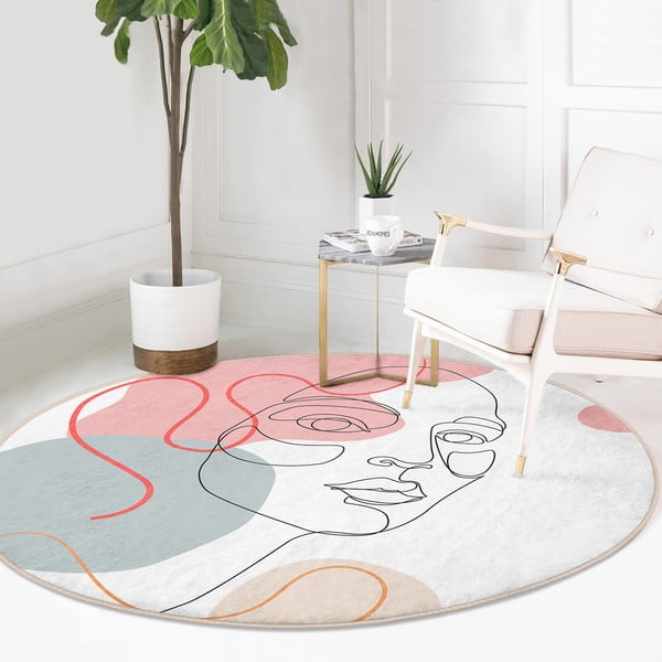 Balts mazgājams robotu putekļu sūcējiem piemērots apaļš paklājs ø 120 cm Comfort – Mila Home-image-2