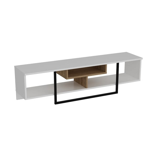 Balts TV galdiņš ar ozolkoka imitāciju 149x40 cm Asal – Kalune Design