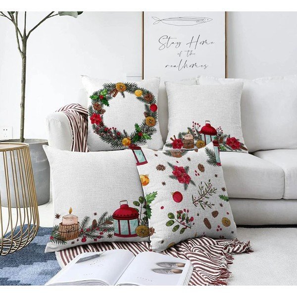 Spilvendrānas (4 gab.) ar Ziemassvētku motīvu 43x43 cm Merry Christmas – Mila Home