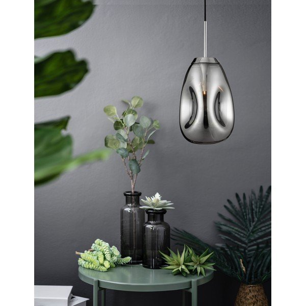Spīdīgas sudraba krāsas stikla piekaramā lampa ø 22 cm Lava – Nova Luce-image-1