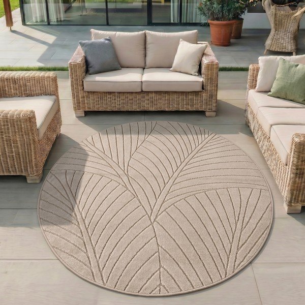 Bēšs apaļš iekštelpu un āra paklājs ø 160 cm Nova 1203 – Ayyildiz Carpets-image-1