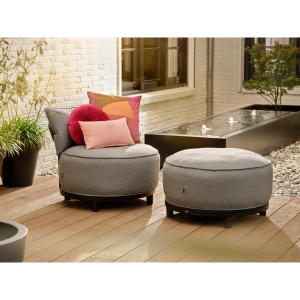 Gaiši pelēks polsterēts dārza atpūtas krēsls Emma – Hartman-image-4