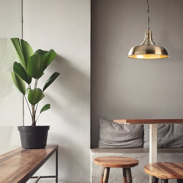 Zelta krāsas piekaramā lampa ar metāla abažūru ø 32 cm Rosea – Opviq lights-image-1