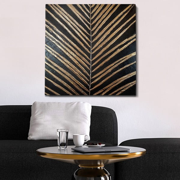Glezna ar rokām apgleznota 70x70 cm Palm Leaf – Wallity-image-1
