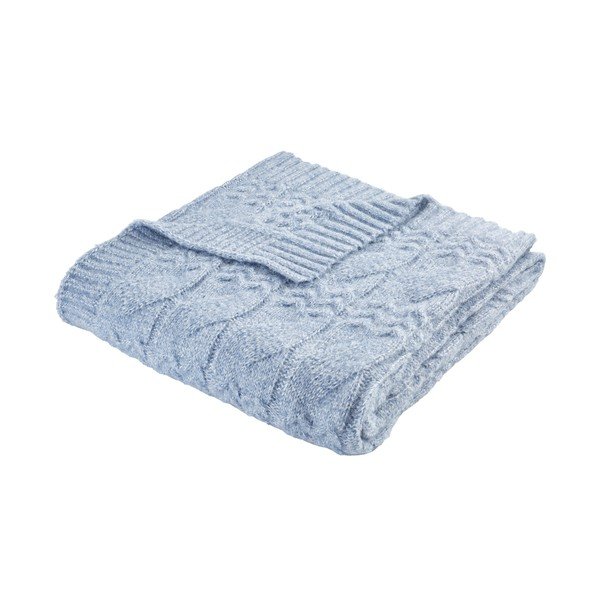 Zils adīts pleds 150x200 cm Cable Knit – Bianca-image-2