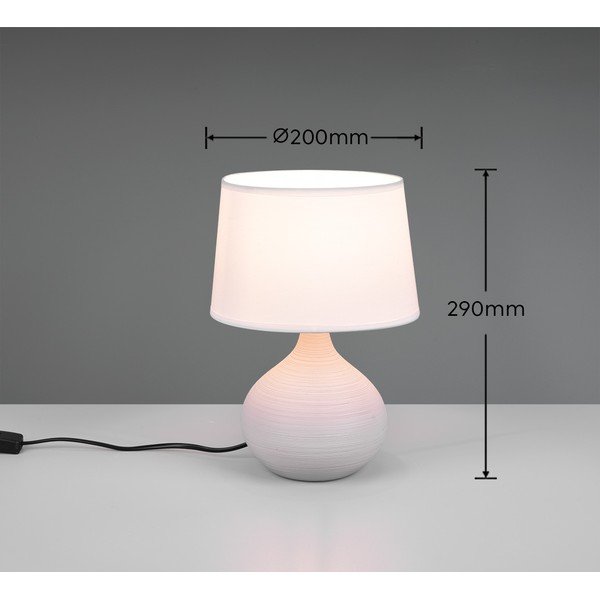 Balti brūna keramikas un auduma galda lampa Reality Martin, augstums 29 cm-image-3