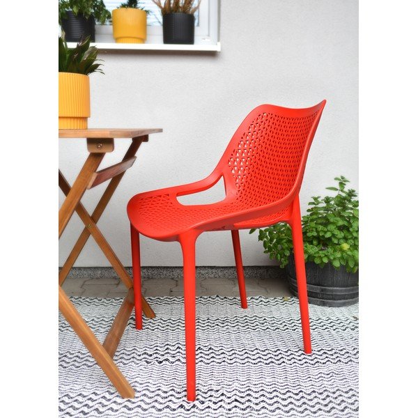 Sarkans plastmasas dārza krēsls Bilros – Rojaplast-image-1