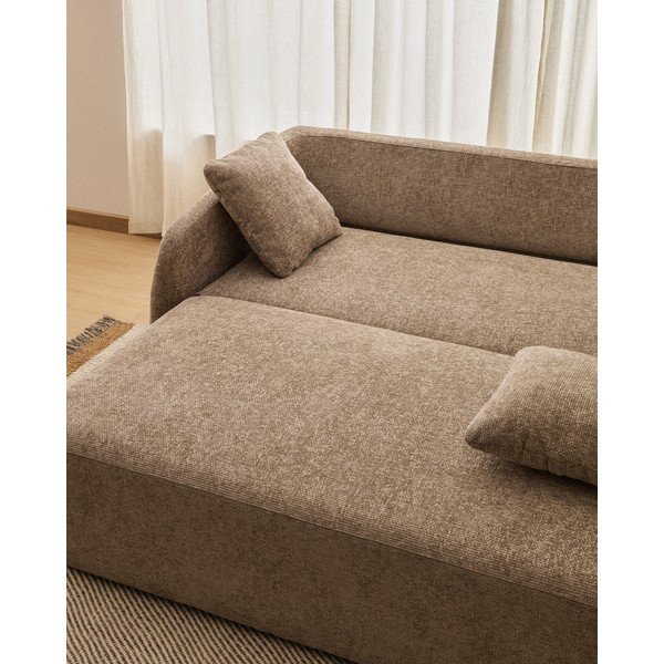 Pelēkbrūns salokāms dīvāns no šenila auduma 218 cm Laira – Kave Home-image-4