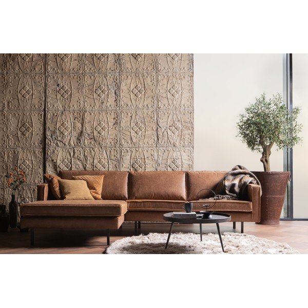 Brūns stūra dīvāns no ādas imitācijas (ar kreiso stūri/ar zvilni) Rodeo – WOOOD-image-1