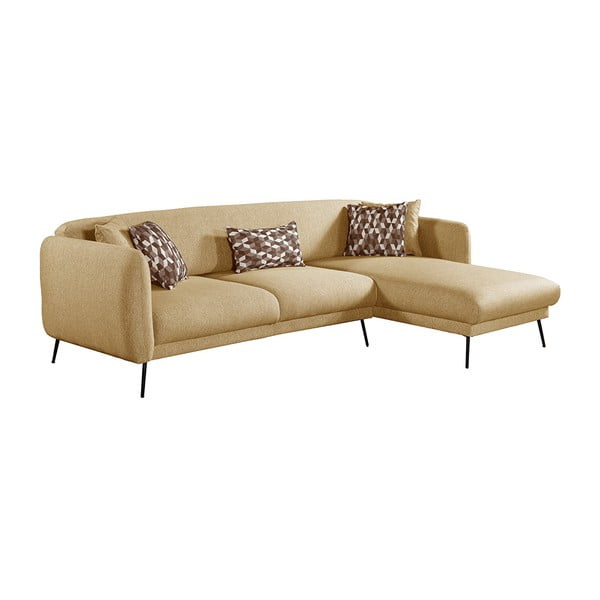 Dzeltens izvelkamais stūra dīvāns Pandia Home Madrid, labais stūris-image-2