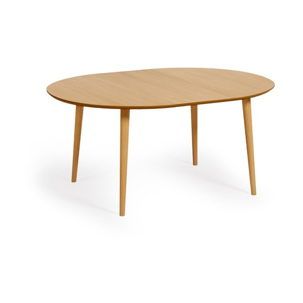 Dabīga toņa izvelkams ēdamgalds ar ozolkoka imitāciju ø 120 cm Oqui – Kave Home-image-2