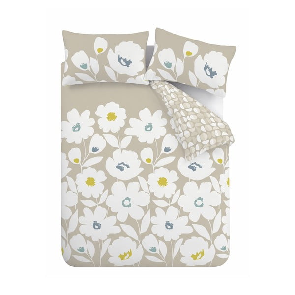 Balta/bēša gultas veļa vienvietīgai gultai 135x200 cm Craft Floral – Catherine Lansfield