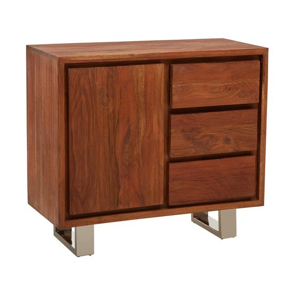 Tumša dabīga toņa akācijas masīvkoka kumode 92x82x40 cm Simla – Premier Housewares