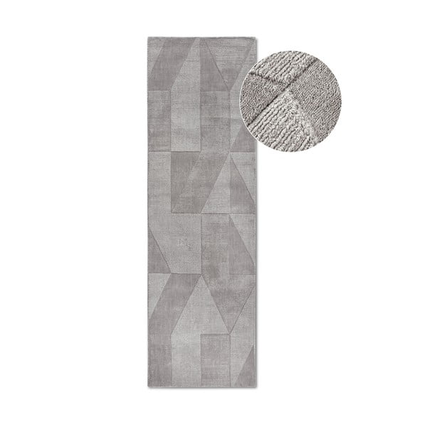 Pelēks ar rokām darināts vilnas celiņa paklājs 80x250 cm Ursule – Villeroy&Boch