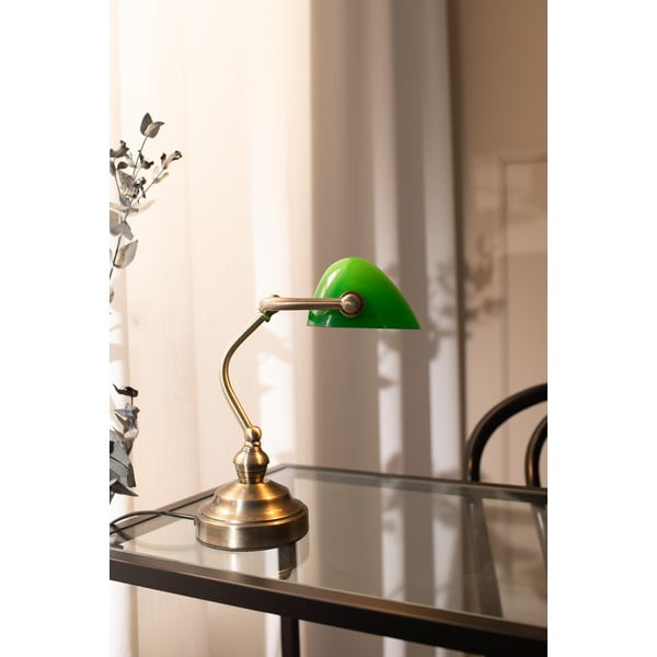 Galda lampa zaļā un misiņa krāsā Markslöjd Bankers, augstums 25 cm-image-3