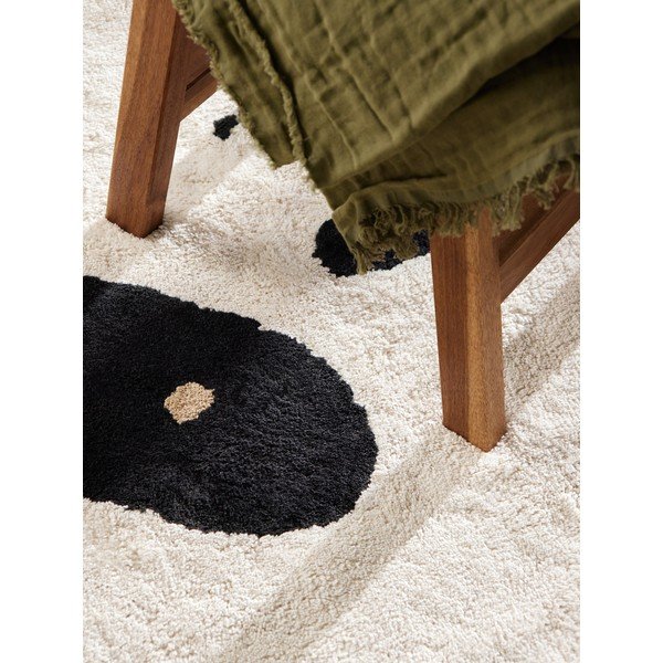 Melns/krēmkrāsas mazgājams/ar rokām darināts kokvilnas bērnu paklājs 103x120 cm Snuggle Patsy – Hanse Home-image-2