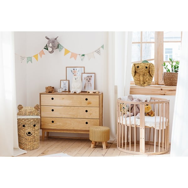 Dabīga toņa bērnu rotaļlietu grozs no ūdens hiacintes ø 30x35 cm Elephant – Compactor-image-2