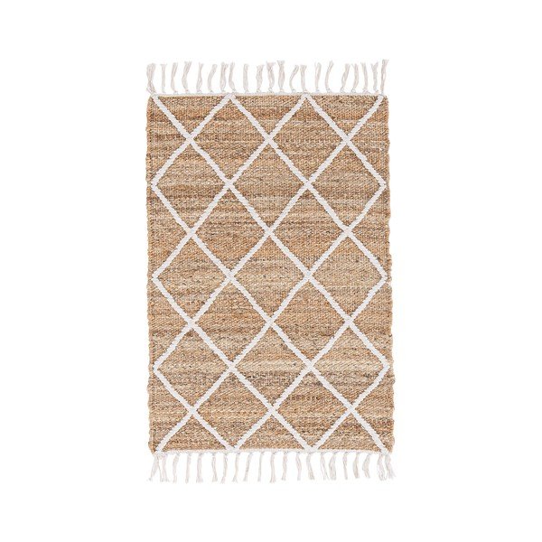 Balts/dabīga toņa ar rokām darināts džutas paklājs 60x90 cm Shaila – Bizzotto