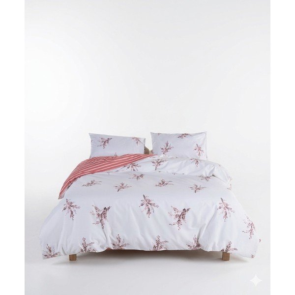 Balta/rozā vienguļamā gultas veļa no ranforce kokvilnas 140x200 cm Breeze Floral – Mila Home Luxury