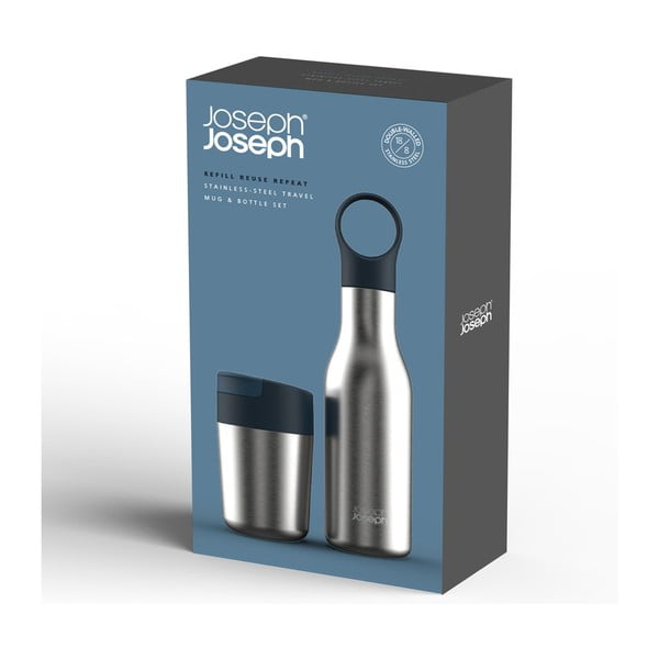 Ceļojumu nerūsējošā tērauda pudeles un krūzes komplekts Loop&Sipp – Joseph Joseph-image-4