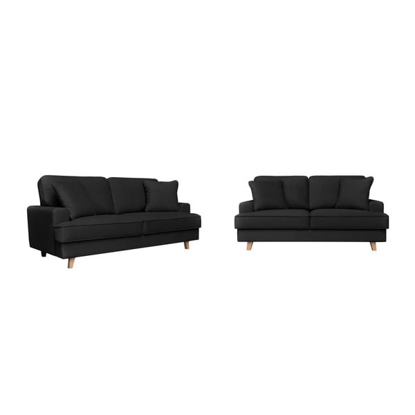 2 melnu divvietīgu un trīsvietīgu dīvānu komplekts Cosmopolitan design Madrid