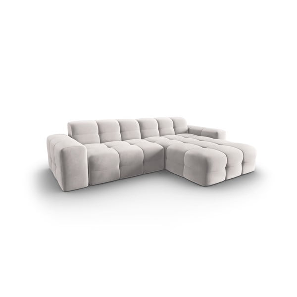 Gaiši pelēks samta stūra dīvāns (labais stūris) Kendal – Micadoni Home-image-3