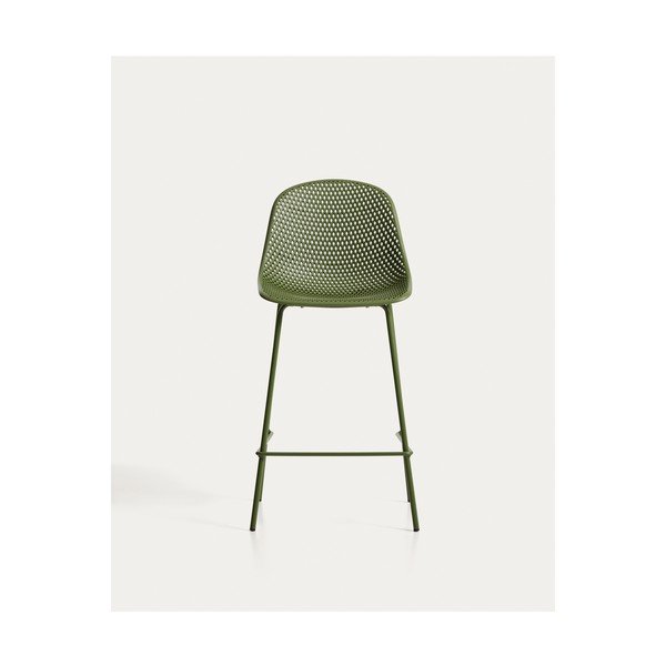 Zaļš metāla/plastmasas dārza bāra krēsls Quinby – Kave Home-image-3