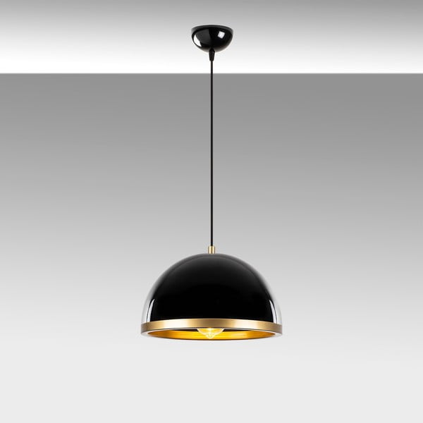 Melna/zelta krāsas piekaramā lampa ar metāla abažūru ø 30 cm Ferenci – Opviq lights
