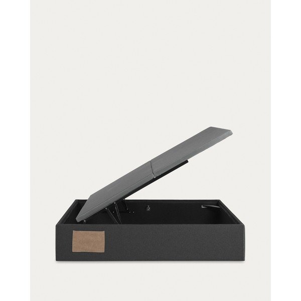 Melna polsterēta divvietīga gulta ar veļas kasti 160x200 cm Matters – Kave Home-image-4