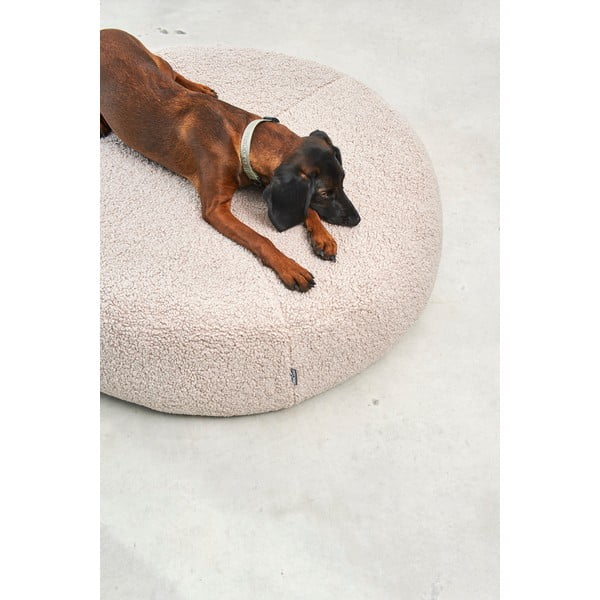 Bēša buklē mājdzīvnieku gulta suņiem ø 90 cm Senso Pouffe Greige M/L – MiaCara-image-1