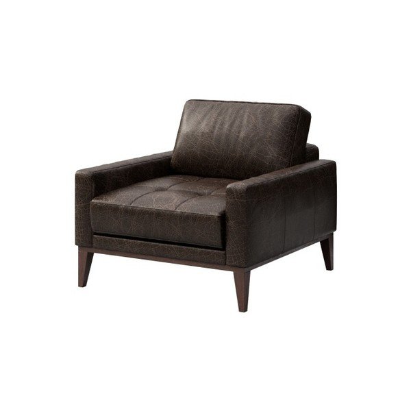 Tumši brūns ādas atpūtas krēsls MESONICA Musso Tufted-image-2