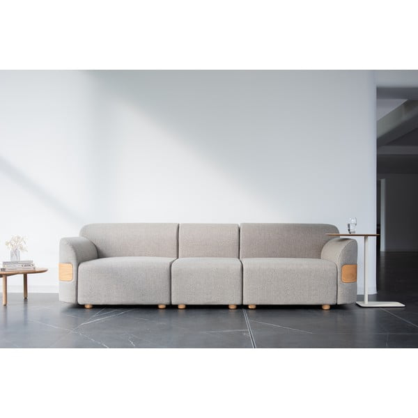 Gaiši pelēks dīvāna modulis (centrālā daļa) no vilnas un lina maisījuma Hugg – Gazzda-image-1