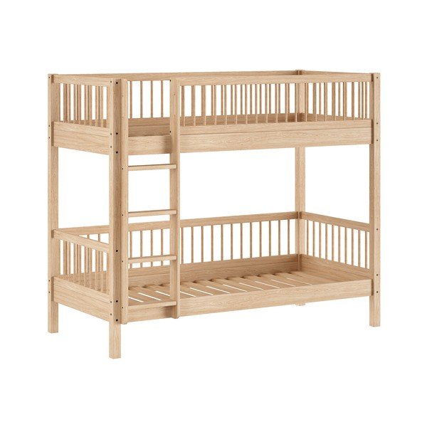 Dabīga toņa dižskābarža masīvkoka divstāvu bērnu gulta ar redelēm 90x200 cm Forrest – Vipack-image-2