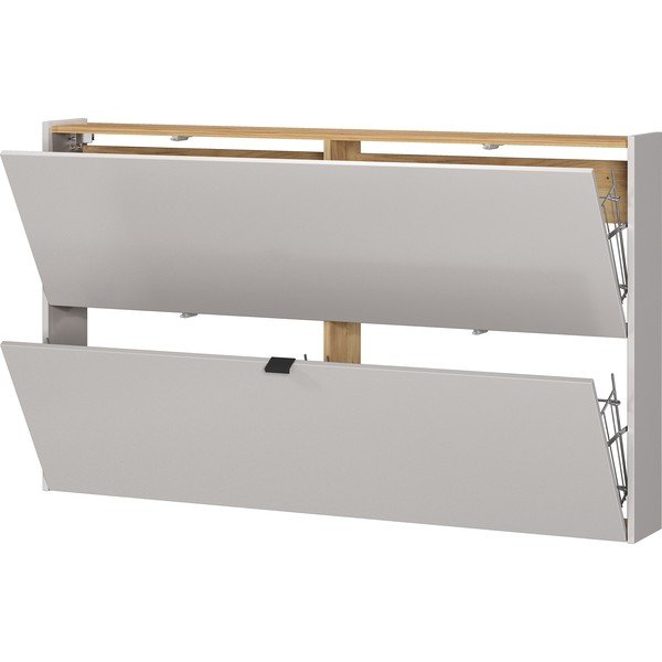 Krēmkrāsas atverams/piekarināms apavu plaukts ar ozolkoka imitāciju 140x83x18 cm Ameca – Germania-image-3