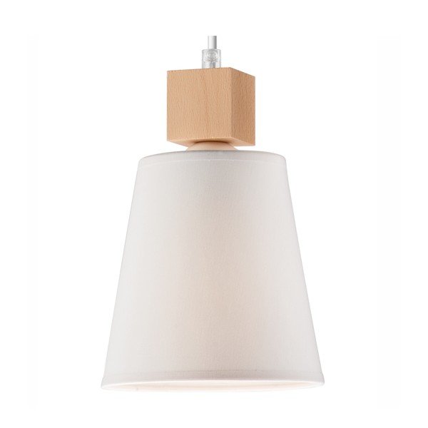 Balta piekaramā lampa ar auduma abažūru ø 15 cm Enrico – LAMKUR-image-3