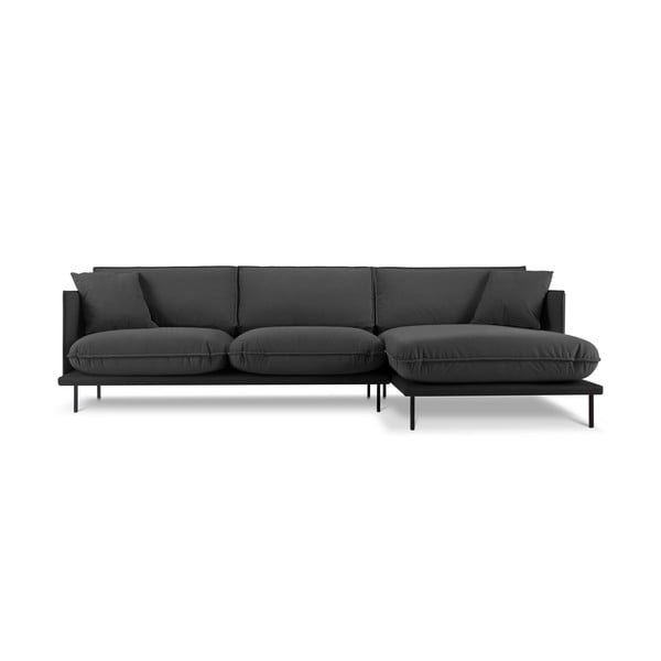 Tumši pelēks samta stūra dīvāns (ar labo stūri) Auguste – Interieurs 86