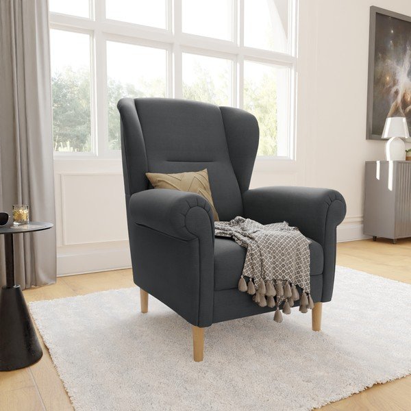 Tumši pelēks atpūtas krēsls ar atzveltni Swan – Ropez-image-3