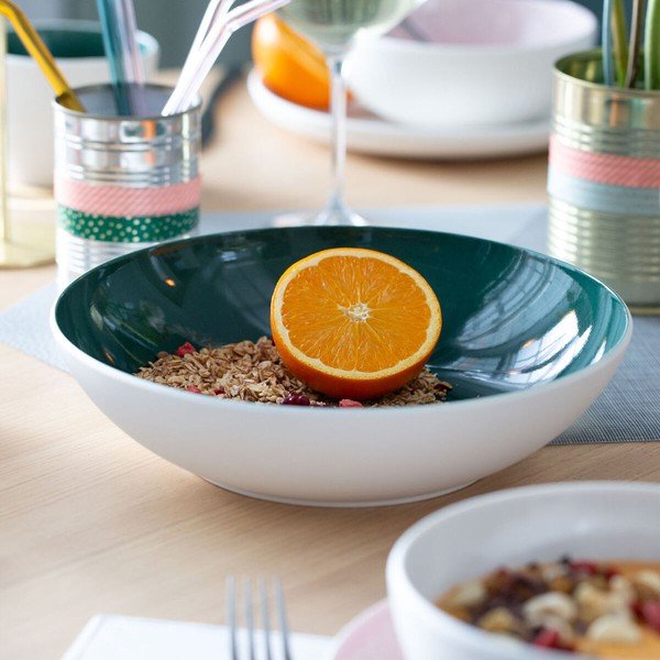 Balta ar zaļu porcelāna servēšanas trauks Villeroy & Boch Uni, ⌀ 26 cm-image-4