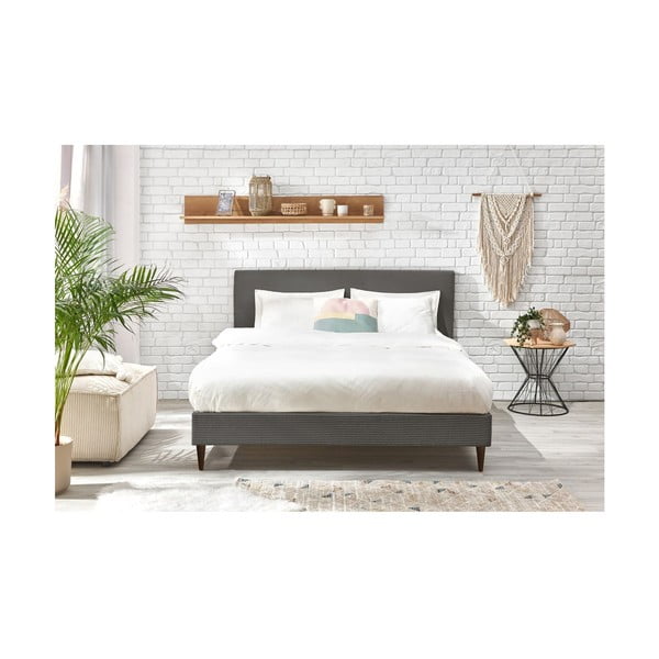 Tumši pelēka velvets divguļamā gulta Bobochic Paris Anja Dark, 180 x 200 cm-image-4