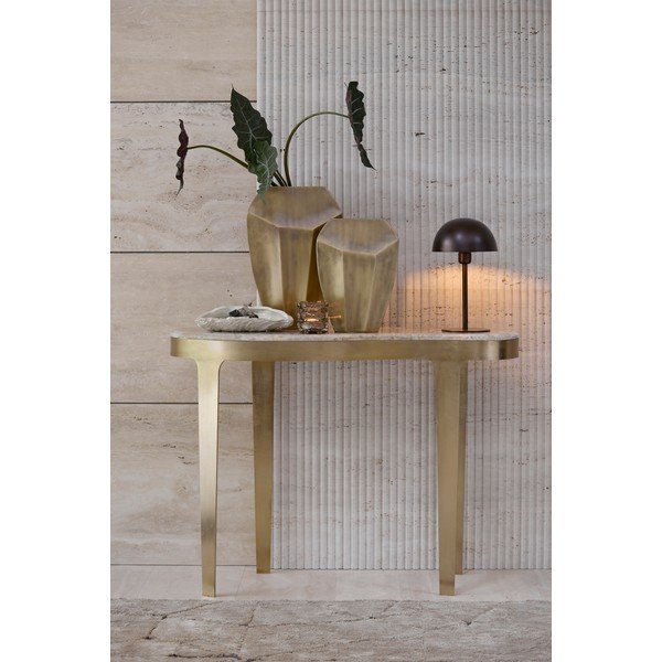 Bronzas krāsas/pelēkbrūns konsoles galds ar marmora virsmu 40x110 cm Giulio – Light & Living-image-1