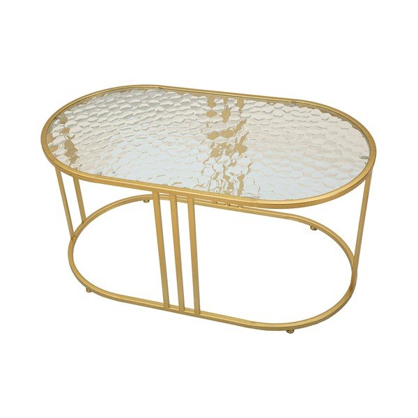 Balts/zelta krāsas žurnālgaldiņš ar stikla galda virsmu 50x90 cm Antalia – Mauro Ferretti-image-2