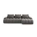 Pelēks samta salokāms/ar uzglabāšanas vietu stūra dīvāns (ar labo stūri/ar zvilni) Linz – Cosmopolitan Design