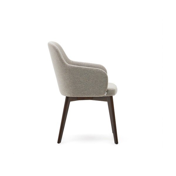 Bēšs polsterēts ēdamistabas krēsls ar roku balstiem Nelida – Kave Home-image-4
