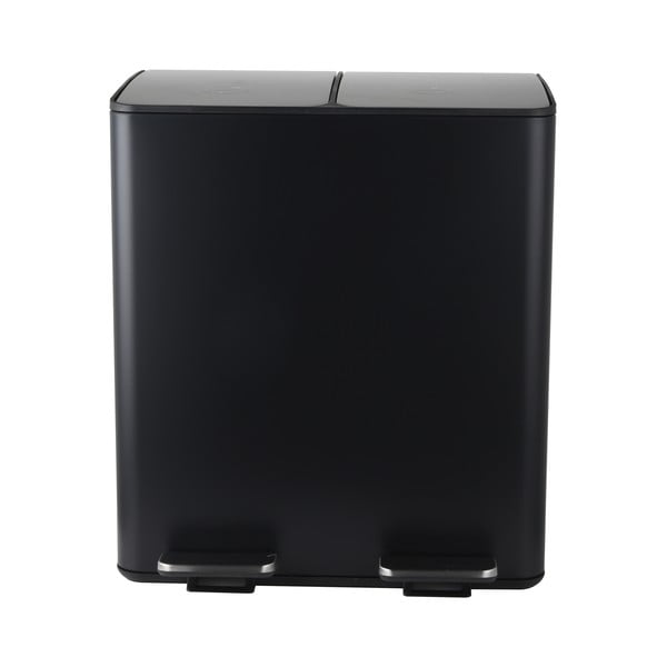 Matēti melna atkritumu šķirošanas tērauda atkritumu tvertne ar pedāli 2x20 l   Aliya – Spirella-image-3