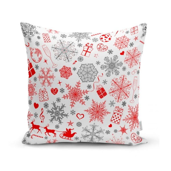 4 Ziemassvētku spilvendrānu un galdauta komplekts Minimalist Cushion Covers Snowflakes-image-3