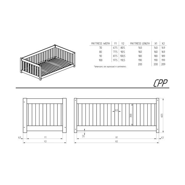 Dabīga toņa izvelkama bērnu gulta ar veļas kasti un redelēm 90x190 cm CPP – Adeko-image-2