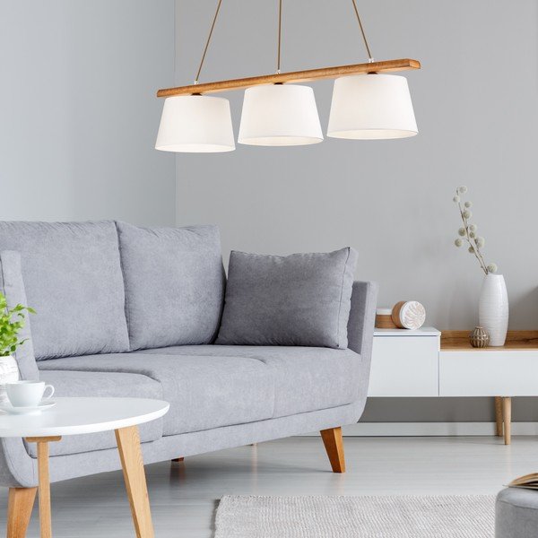 Brūna piekaramā lampa ar auduma abažūru ø 25 cm Aida – LAMKUR-image-3