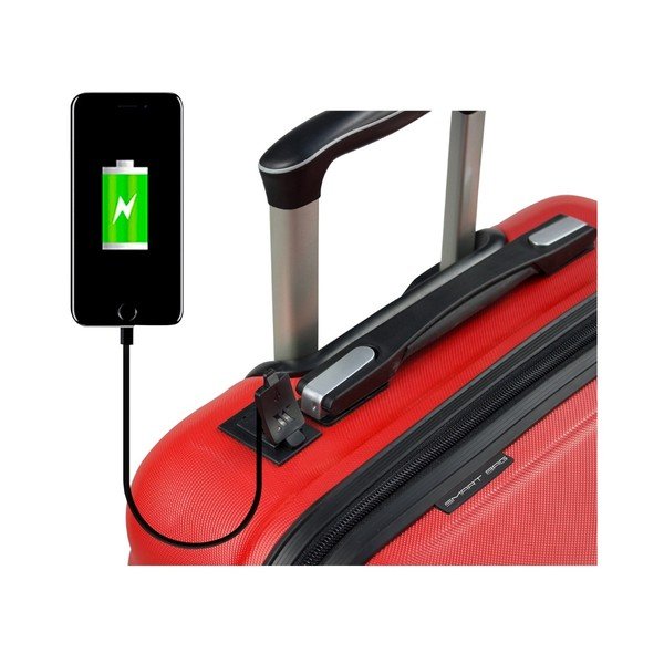 Sarkans ceļojumu koferis uz riteņiem ar USB pieslēgvietu My Valice COLORS LASSO Large Suitcase-image-3